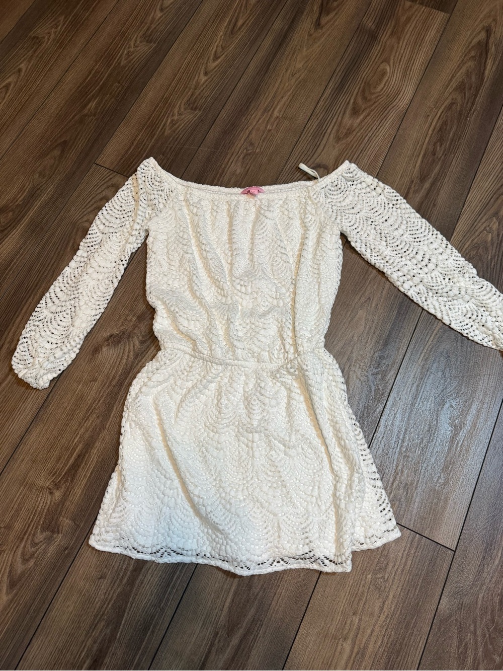 Lilly Pulitzer Cream Lace Long-Sleeve Off-Shoulder Dress